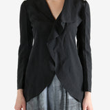 Black jacket worn by a person, showing the jacket's fit