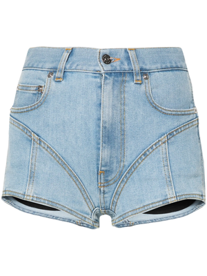 MUGLER Women Bi-Material Denim Shorts