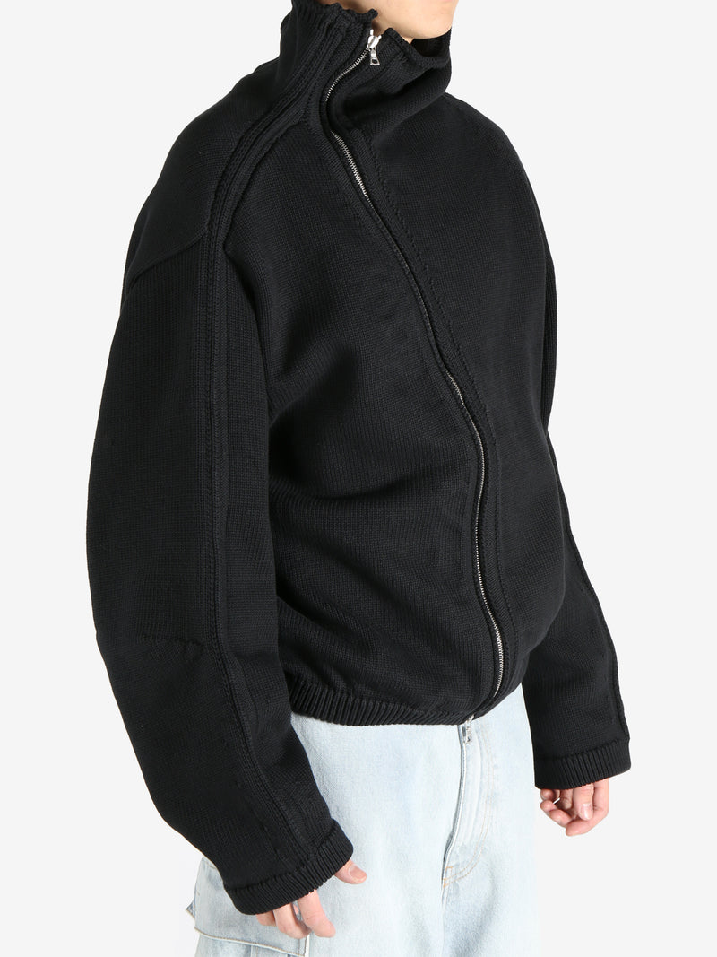 DRIES VAN NOTEN - Men Zip Up Mock Neck Sweater