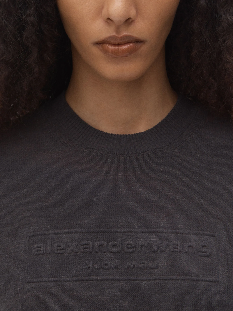 ALEXANDER WANG - Women Embossed Logo Ribbed SS Tee