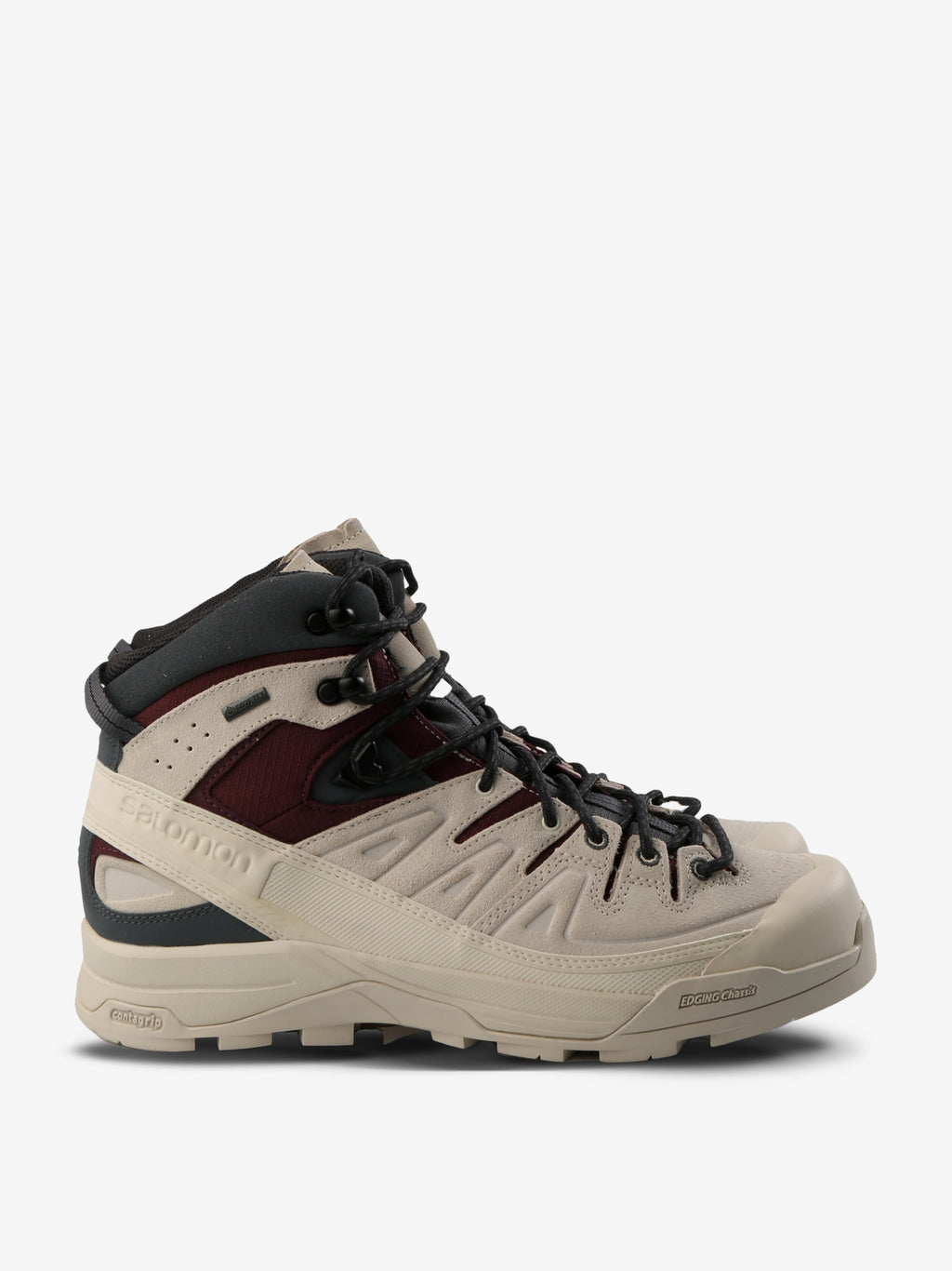 Tan sneakers, side view