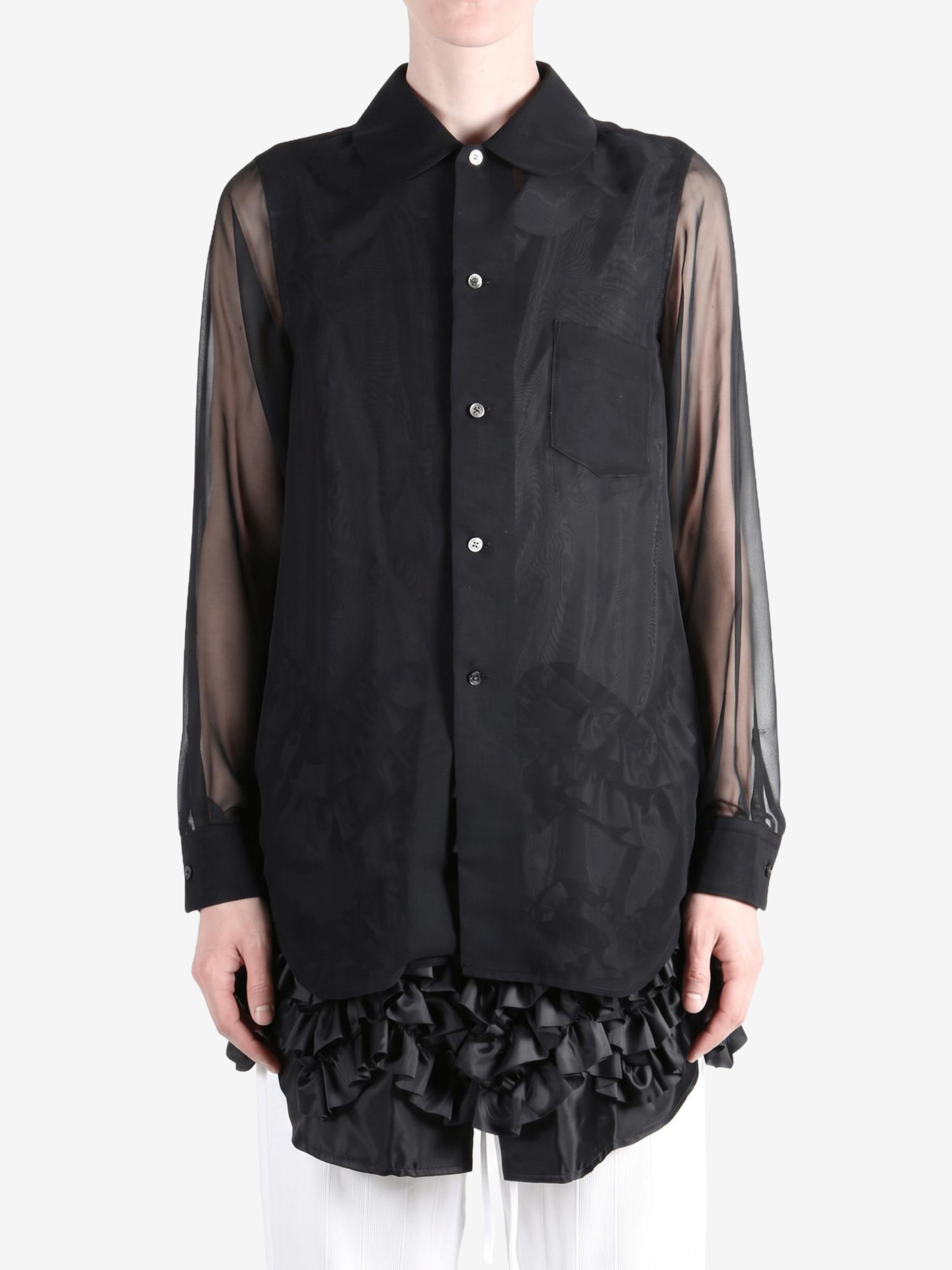 Black shirt, full body view