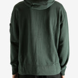 Green hoodie worn by a person, showing the hoodie's fit