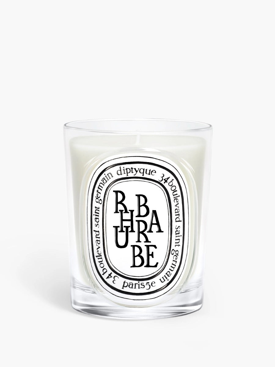 Rhubarbe candles, front view