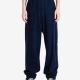 Navy pants, full body view