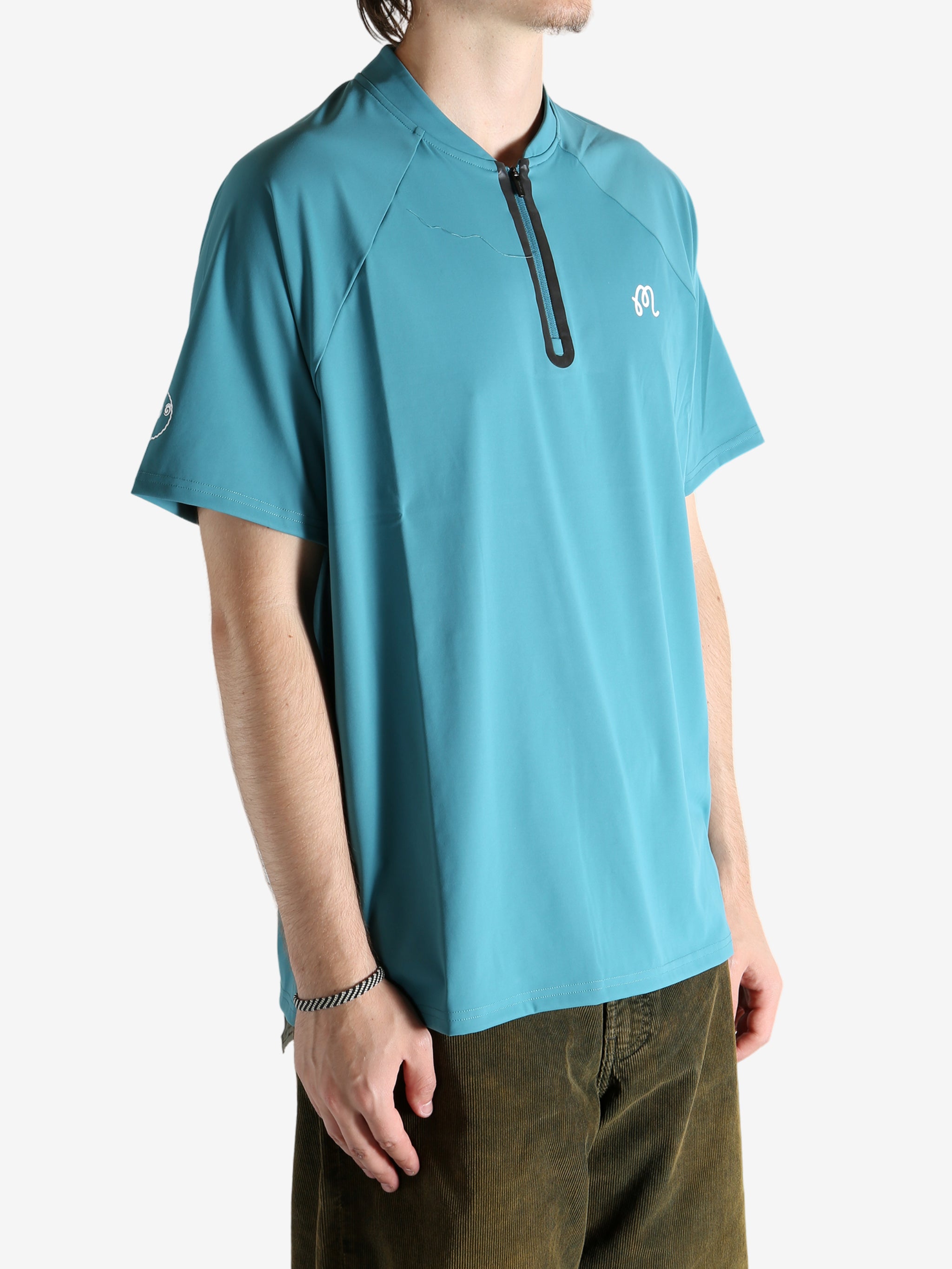 MALBON - Men Performance Zip Blade Collar Polo Shirt