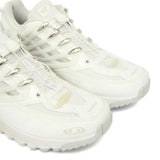 Cloes up of white sneakers, showing texture of the fabric