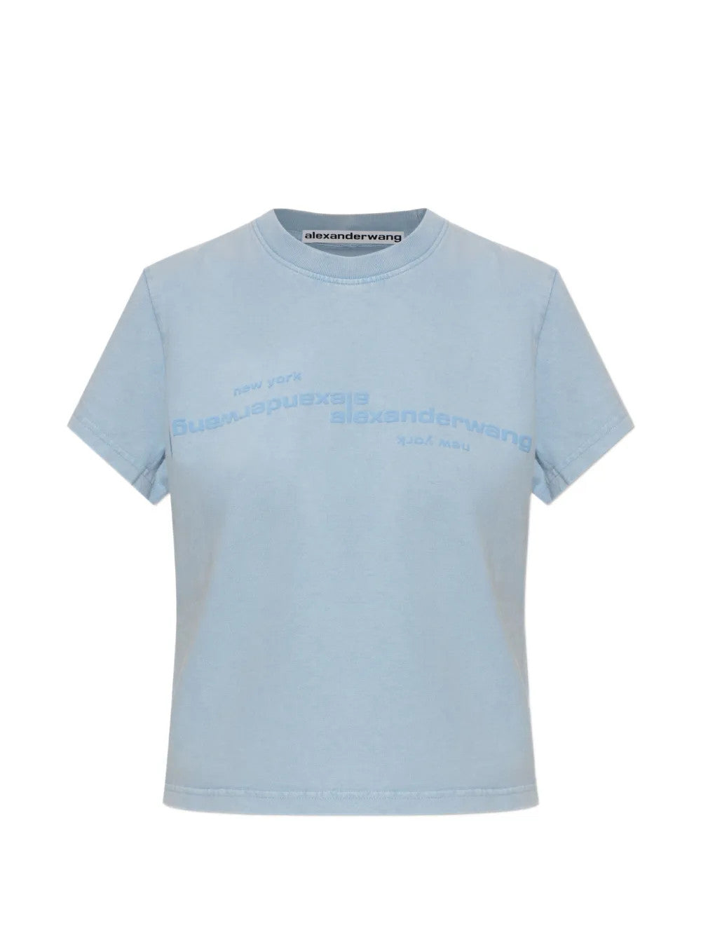 Blue top, front view