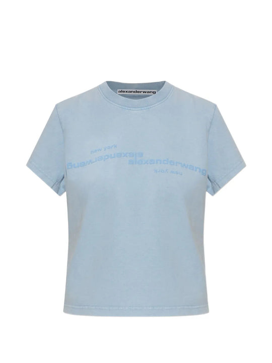 Blue top, front view