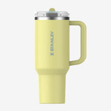Yellow straw tumbler, front view