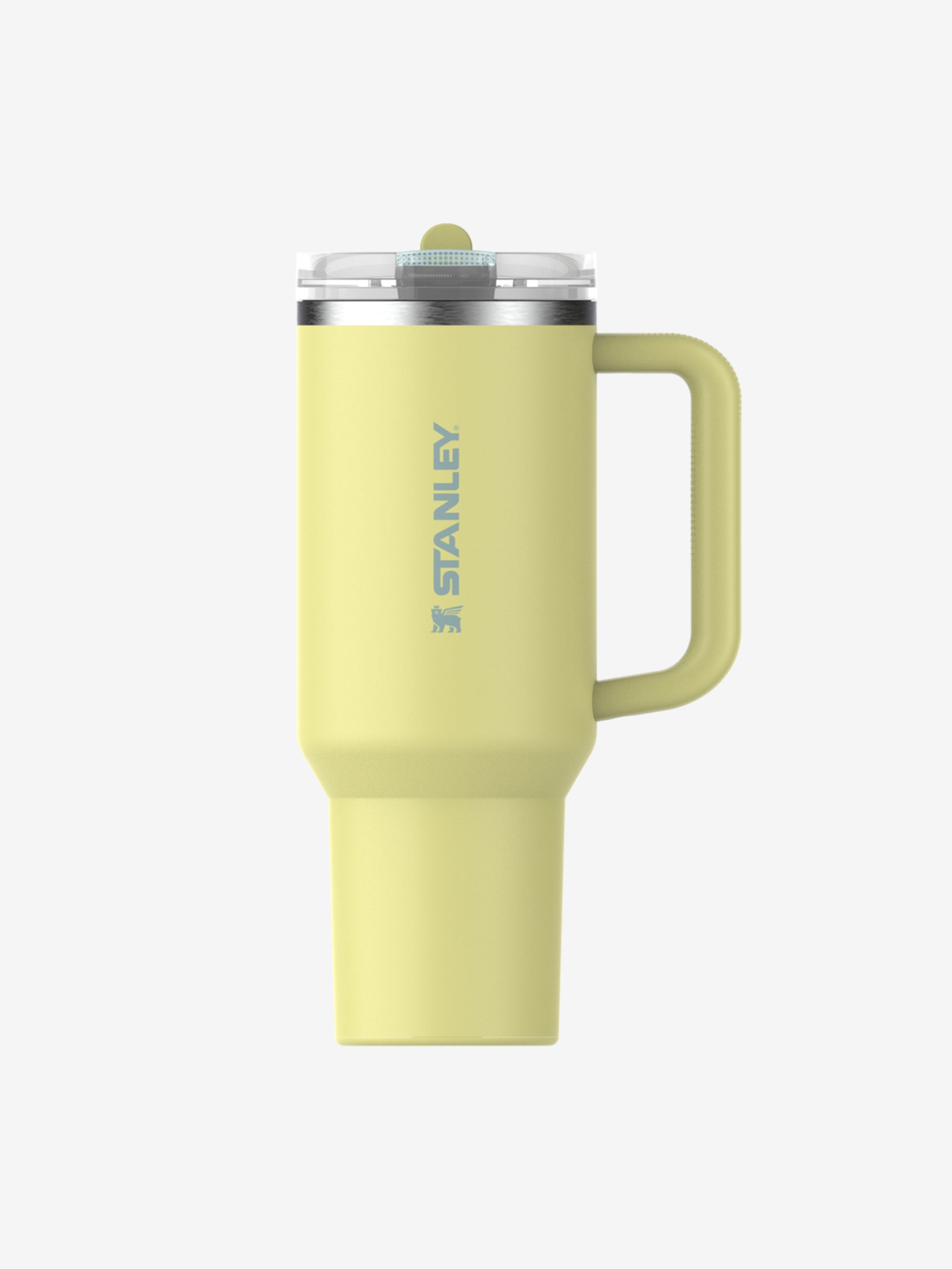 Yellow straw tumbler, front view