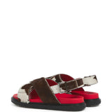 Brown sandals, side view
