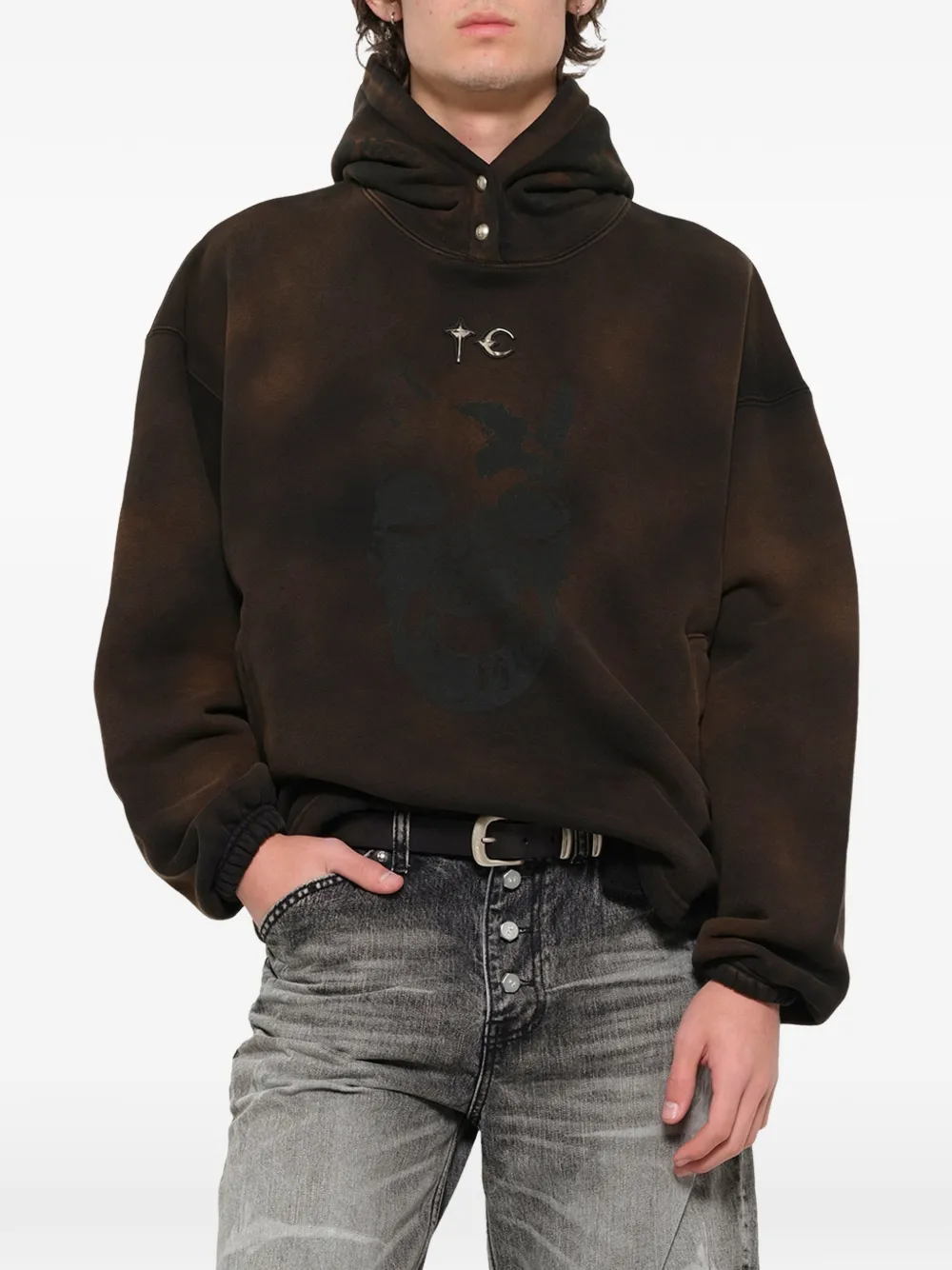 Brown hoodie, full body view