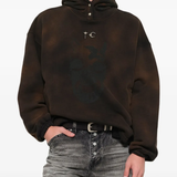 Brown hoodie, full body view