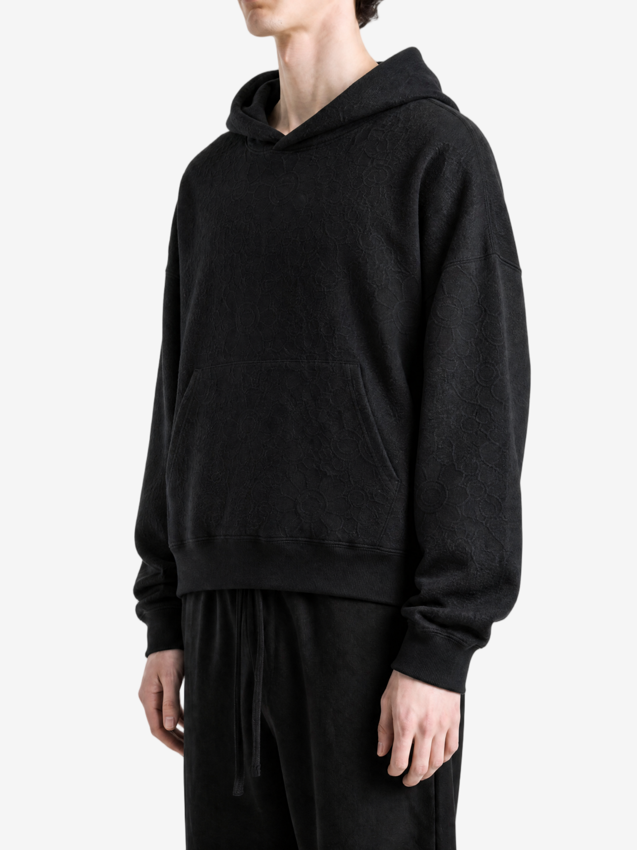 Black hoodie, full body view