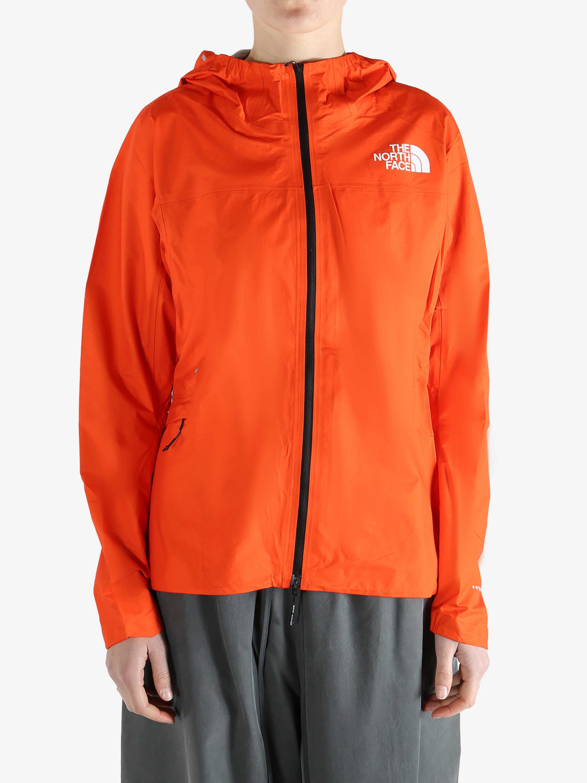 Orange jackets-coats worn by a person, showing the fit