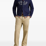 Navy jacket, full body view