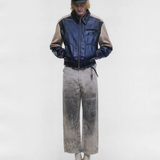 Navy jacket, full body view