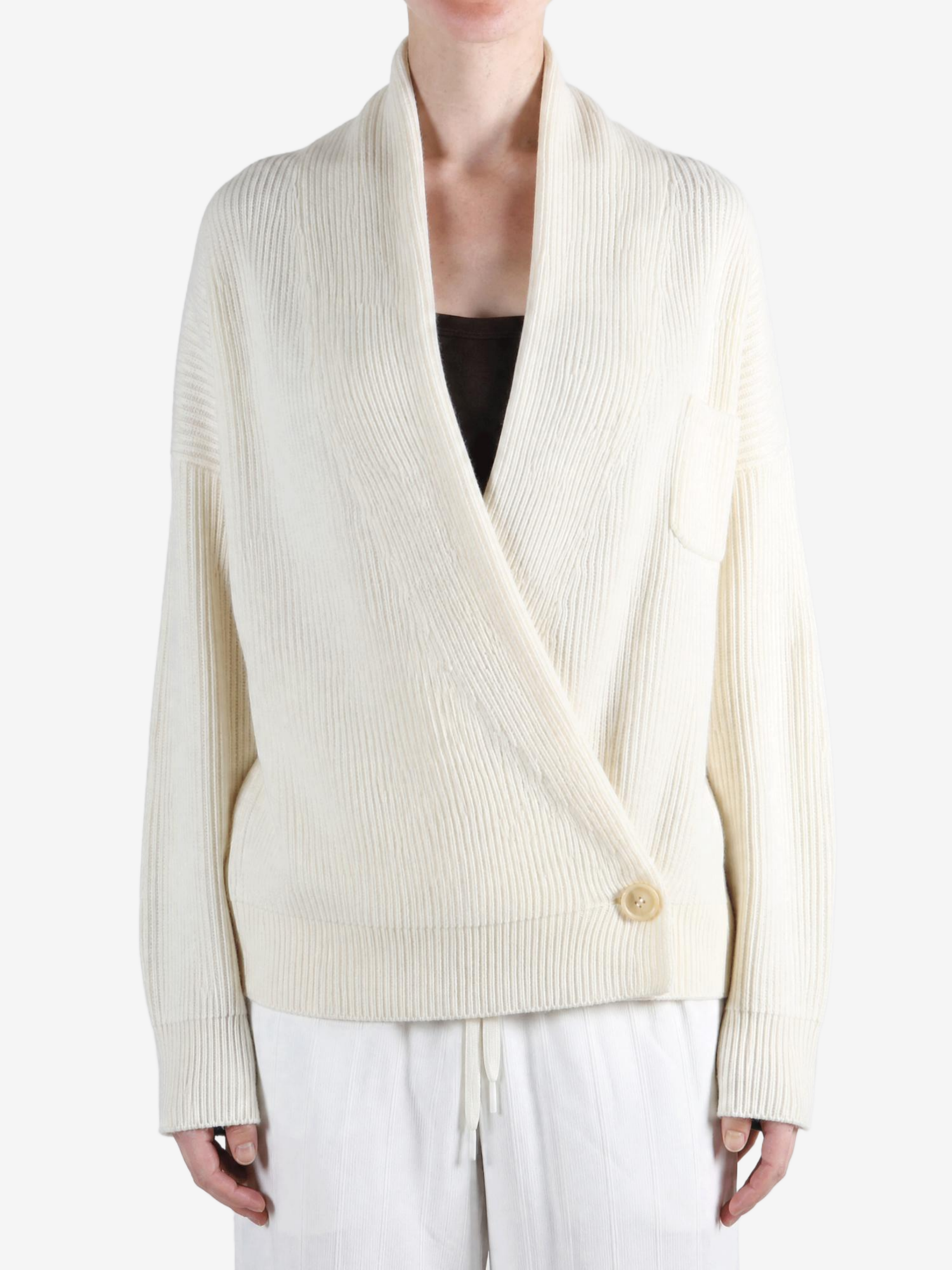 Tan knitwear, front view