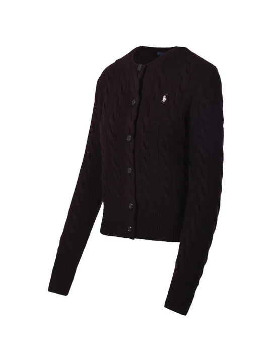 Burgundy knitwear, front view
