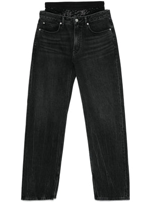 ALEXANDER WANG - Women Slit Hem Jean Prestyle Hotfix Mesh Undie