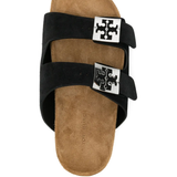Black sandals, front view