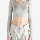 Grey t-shirt worn by a person, showing the t-shirt's fit