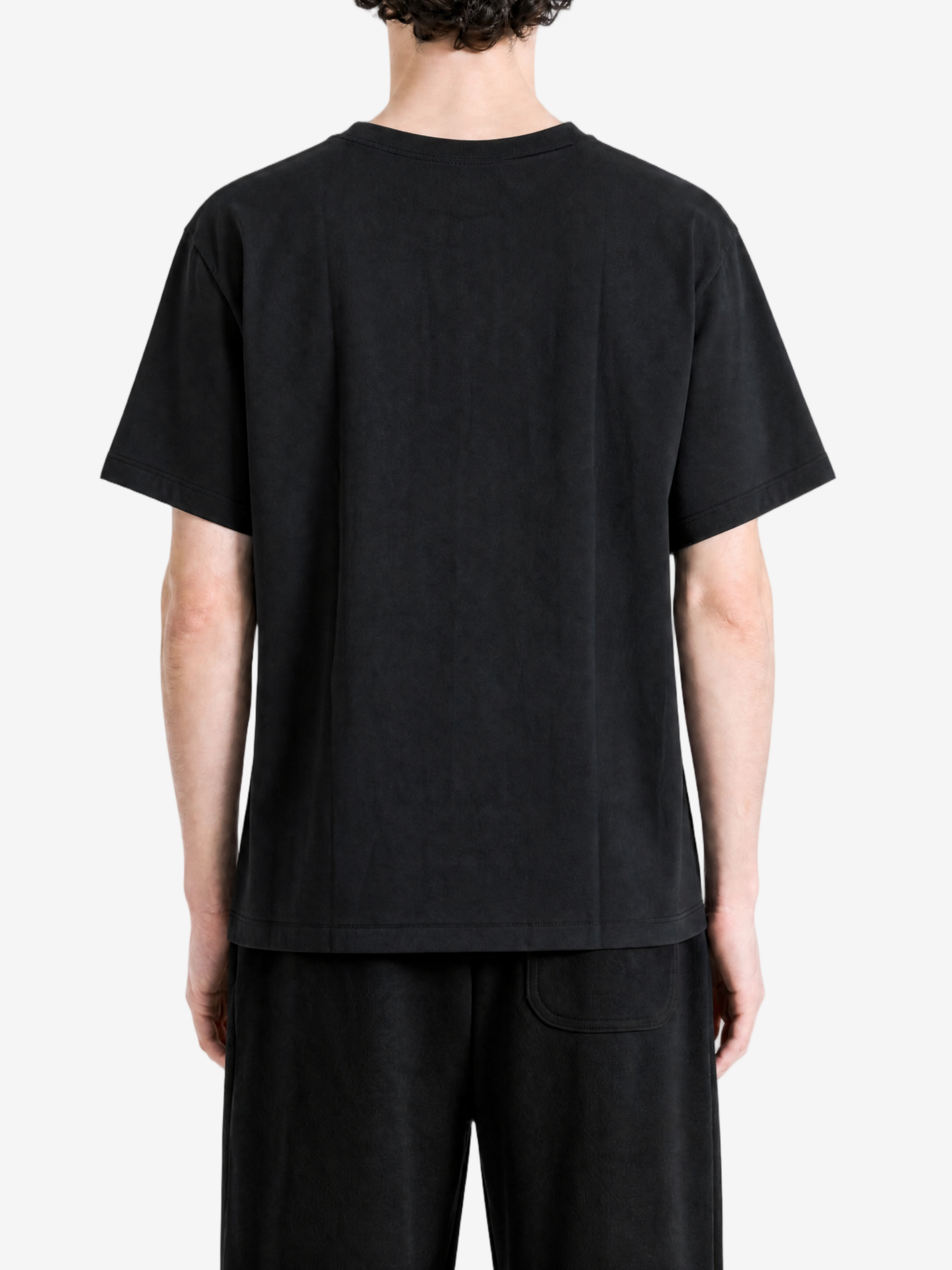 Black t-shirt, full body view
