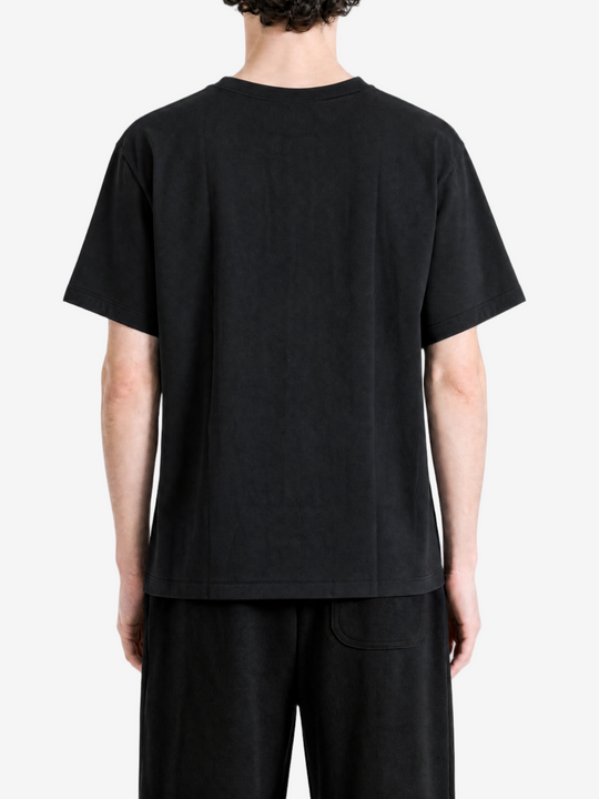 Black t-shirt, full body view