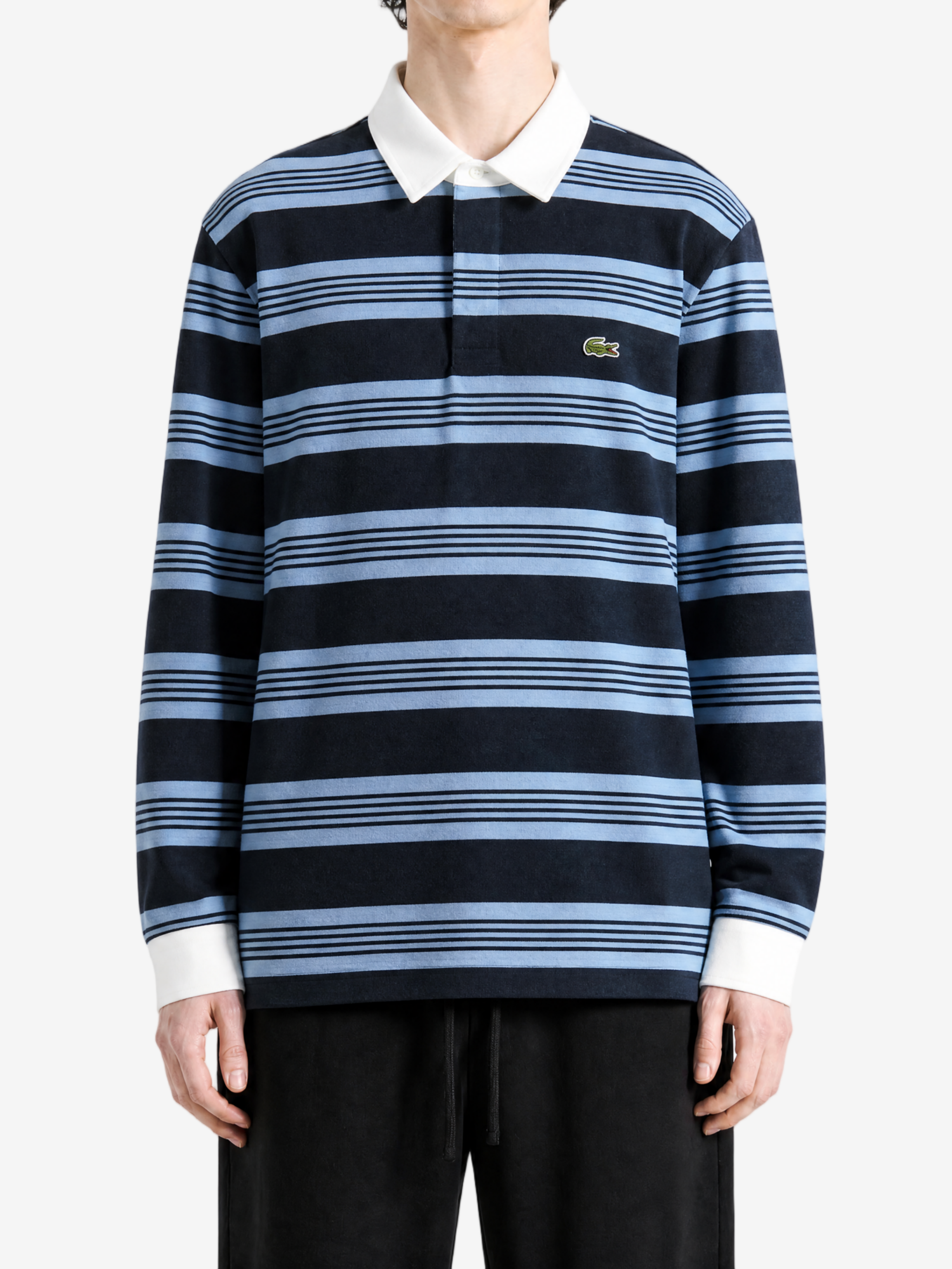 Navy shirt, full body view