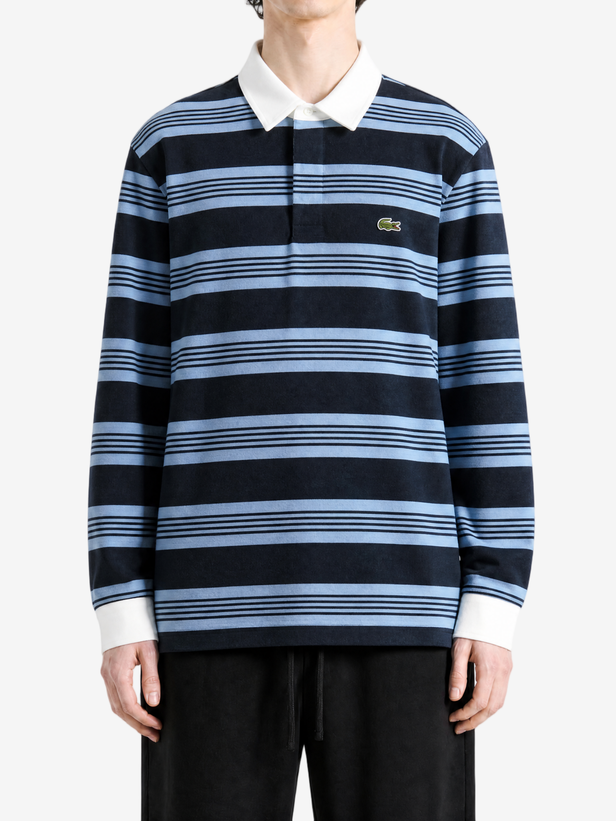 Navy shirt, full body view