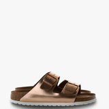 Tan sandals, side view