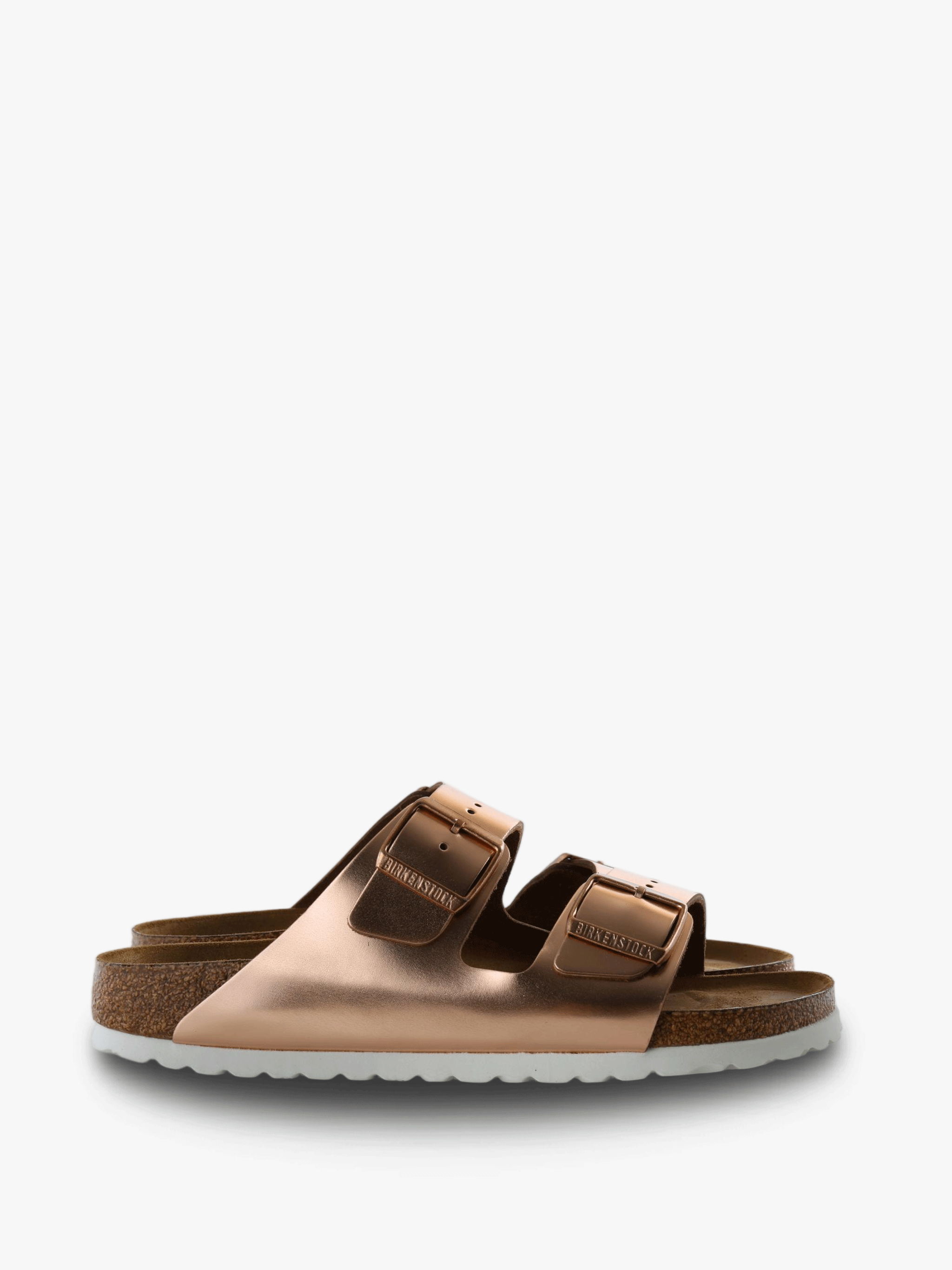 Tan sandals, side view