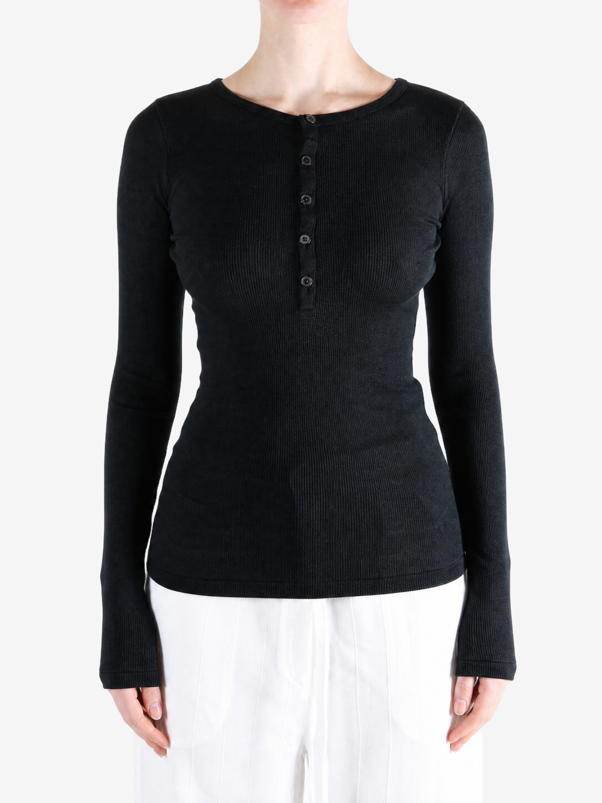 Black shirt, full body view
