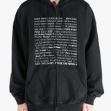 Black hoodie worn by a person, showing the hoodie fit