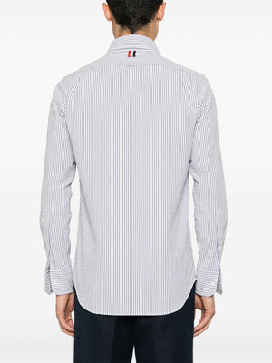 THOM BROWNE - Men Straight Fit L/S BD W/Satin Fill Stitch Flowers With Applique Shirt