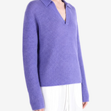 AURALEE - Women Baby Suri Alpaca Sheer Knit Skipper Polo