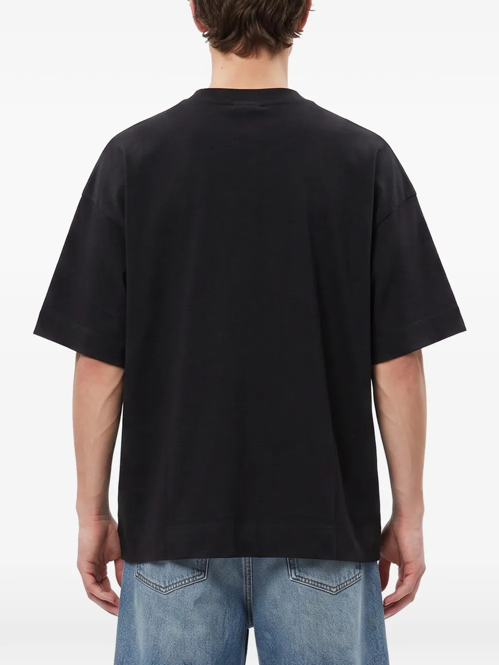 Black t-shirt, full body view