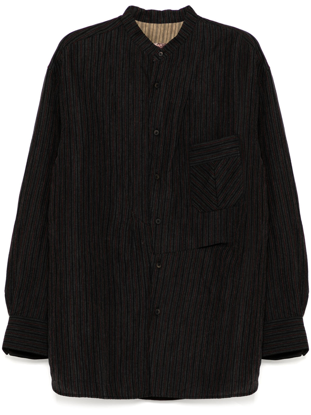 ZIGGY CHEN - Men Pleated Mandarin Collar Shirt