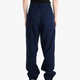 Navy pants, full body view