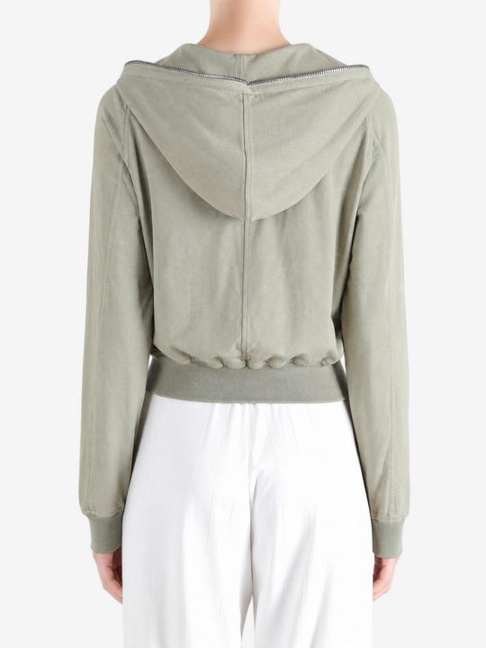 Green hoodie, full body view
