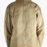 Tan jacket worn by a person, showing the jacket's fit