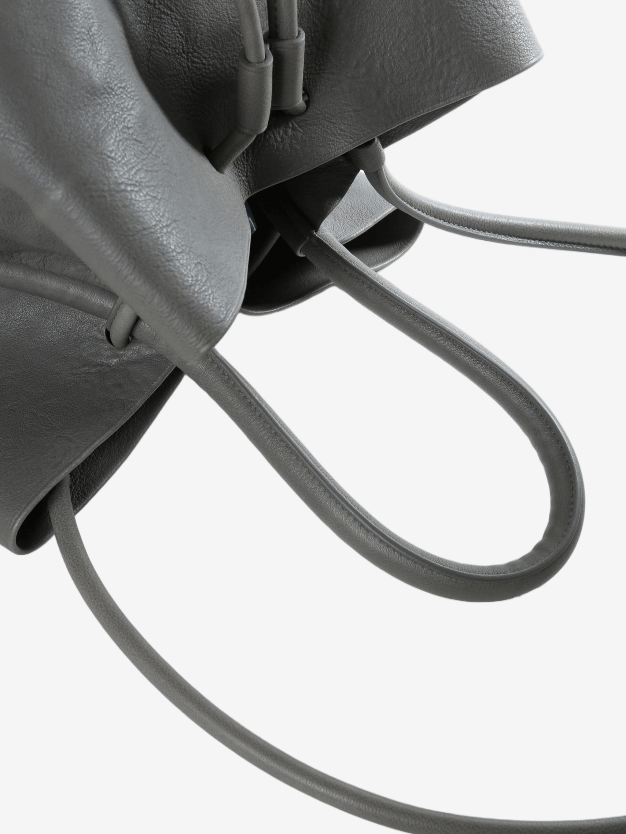 Close up of grey bag, showing texture of the fabric