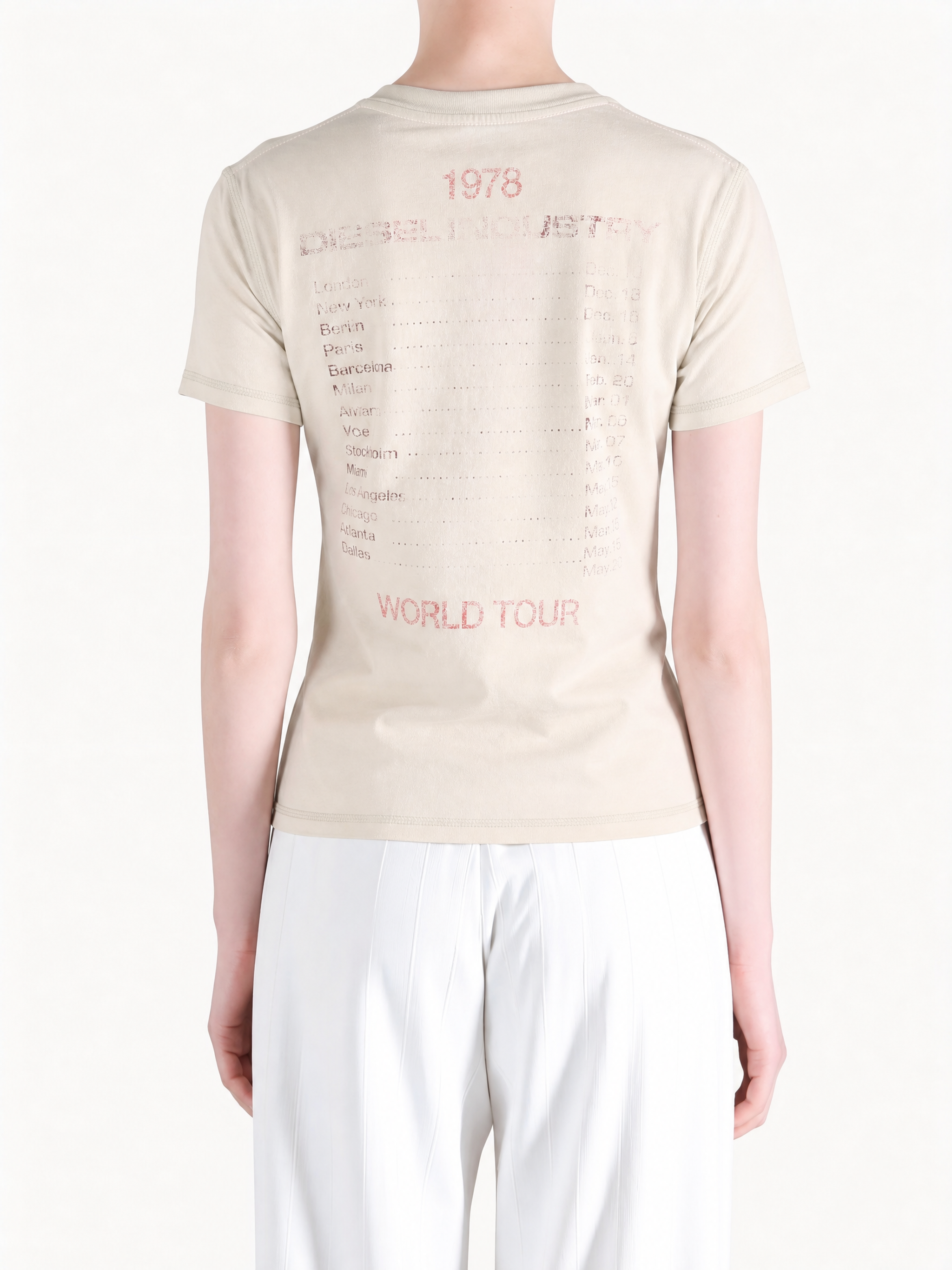 Tan t-shirt, full body view