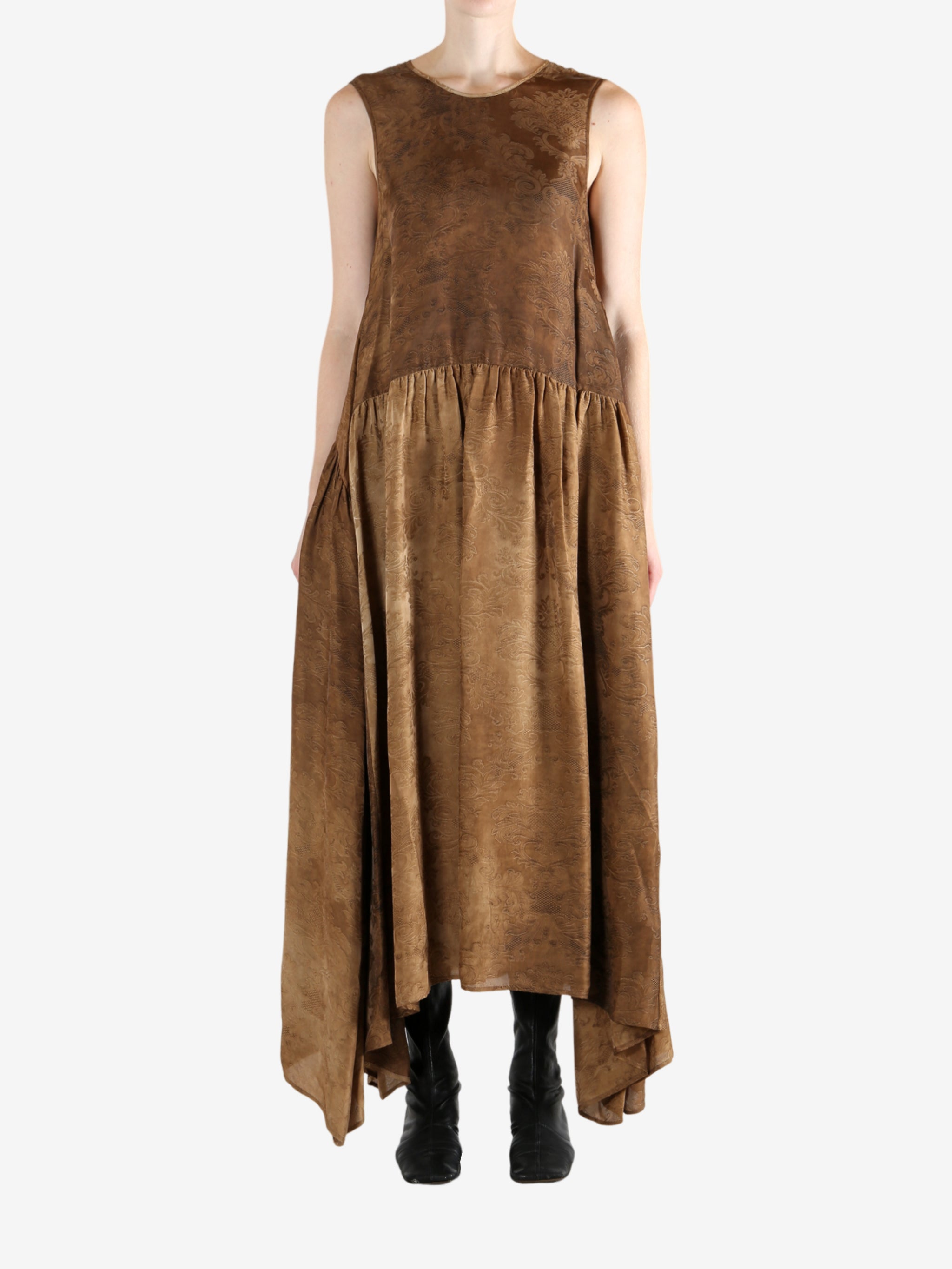 Brown dress, full body view