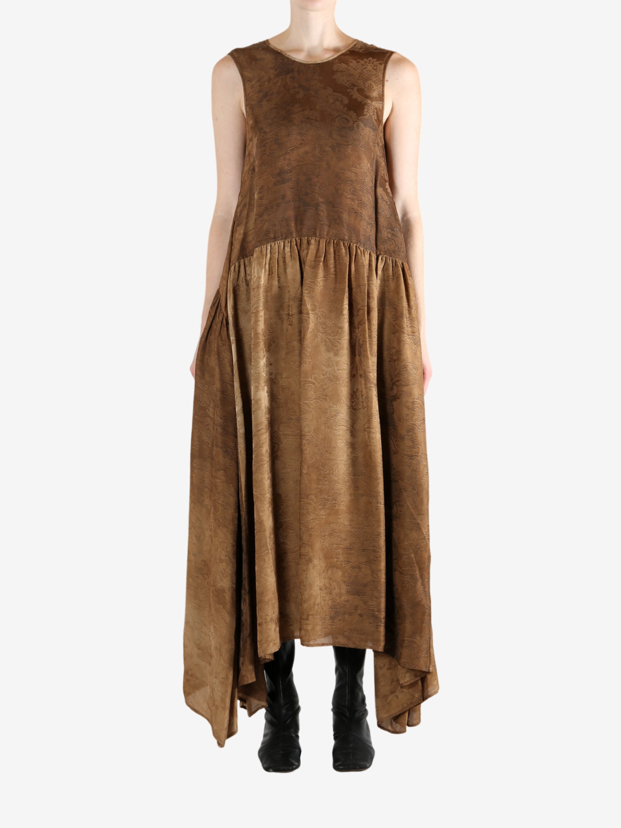 Brown dress, full body view