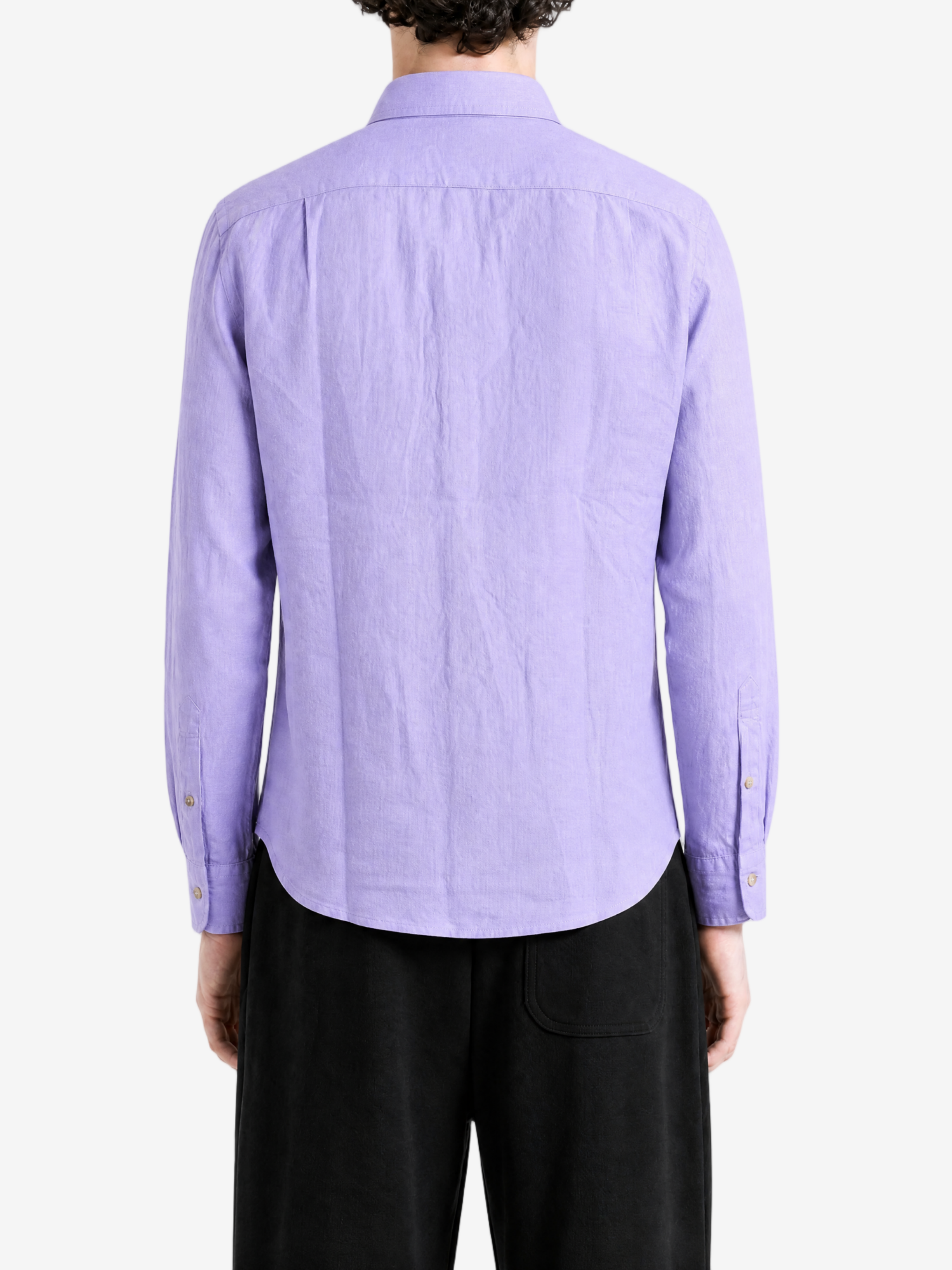 Purple shirt, full body view