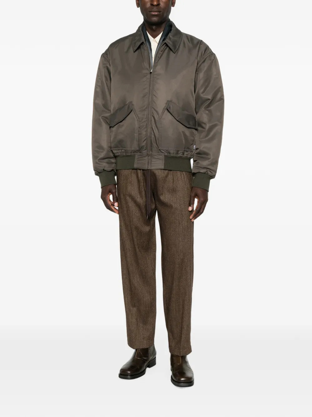 Brown pants, full body view