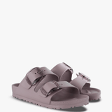 Purple sandals, front view