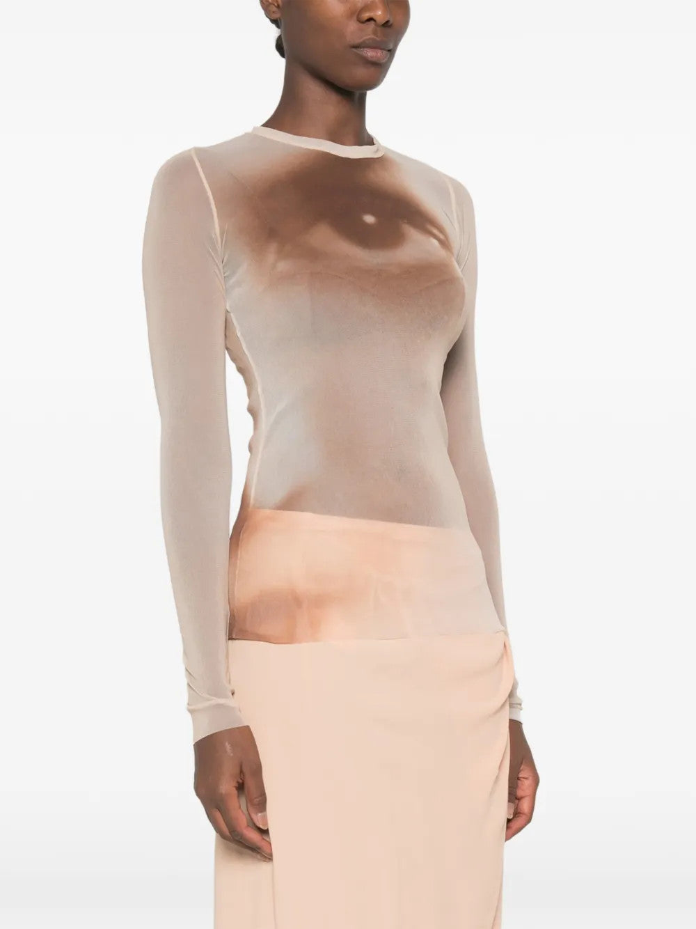Tan top worn by a person, showing the top fit